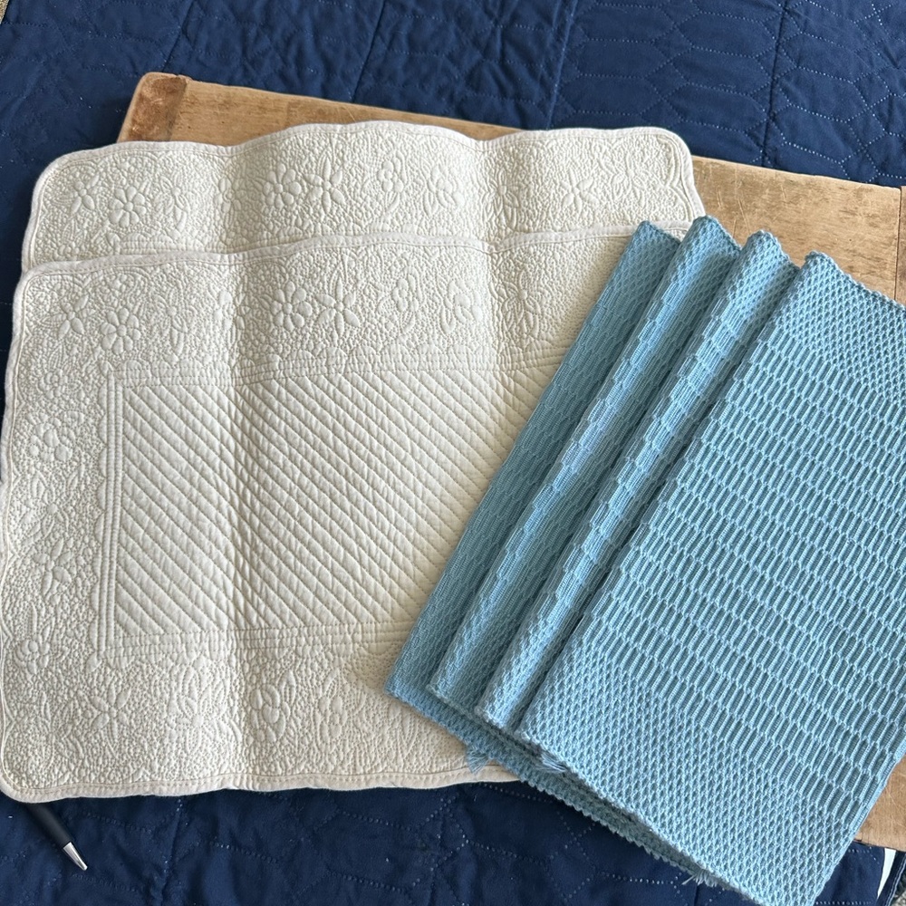White and Blue Quilted Placemats Set